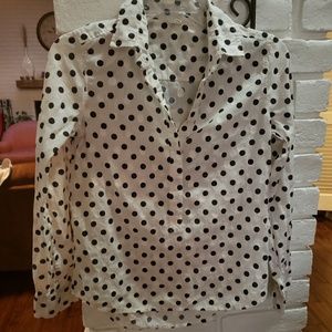 J Crew cream pokadot buttonup